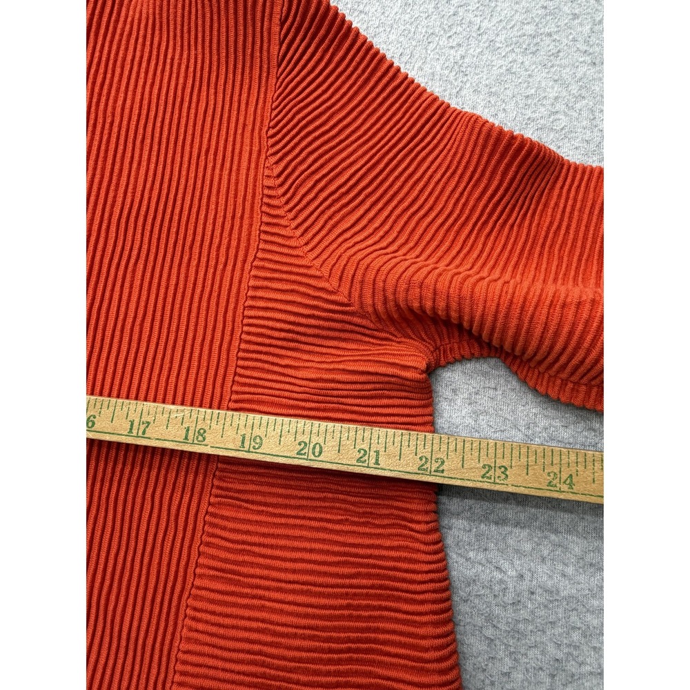 COS Women's Large Orange Ribbed Mock Neck Cotton Sweater Pullover Minimalist‎ - Picture 7 of 12